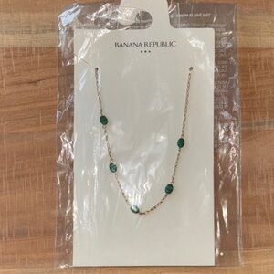 Banana Republic Gold Chain Necklace with Malachite Green Beads